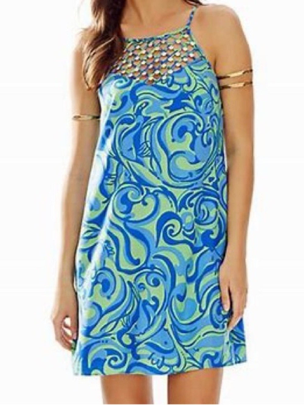 Lilly Pulitzer Reecy Canopy Green I'm No Angel Strappy Embellished Dress